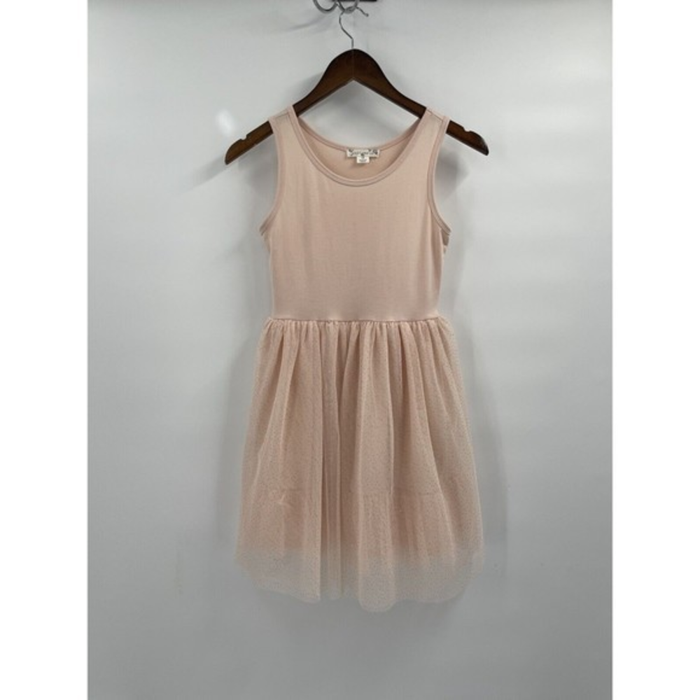 Knitworks Girls Peach Glitter Tulle Dress Size 12‎ Sleeveless Tank Top Skirt